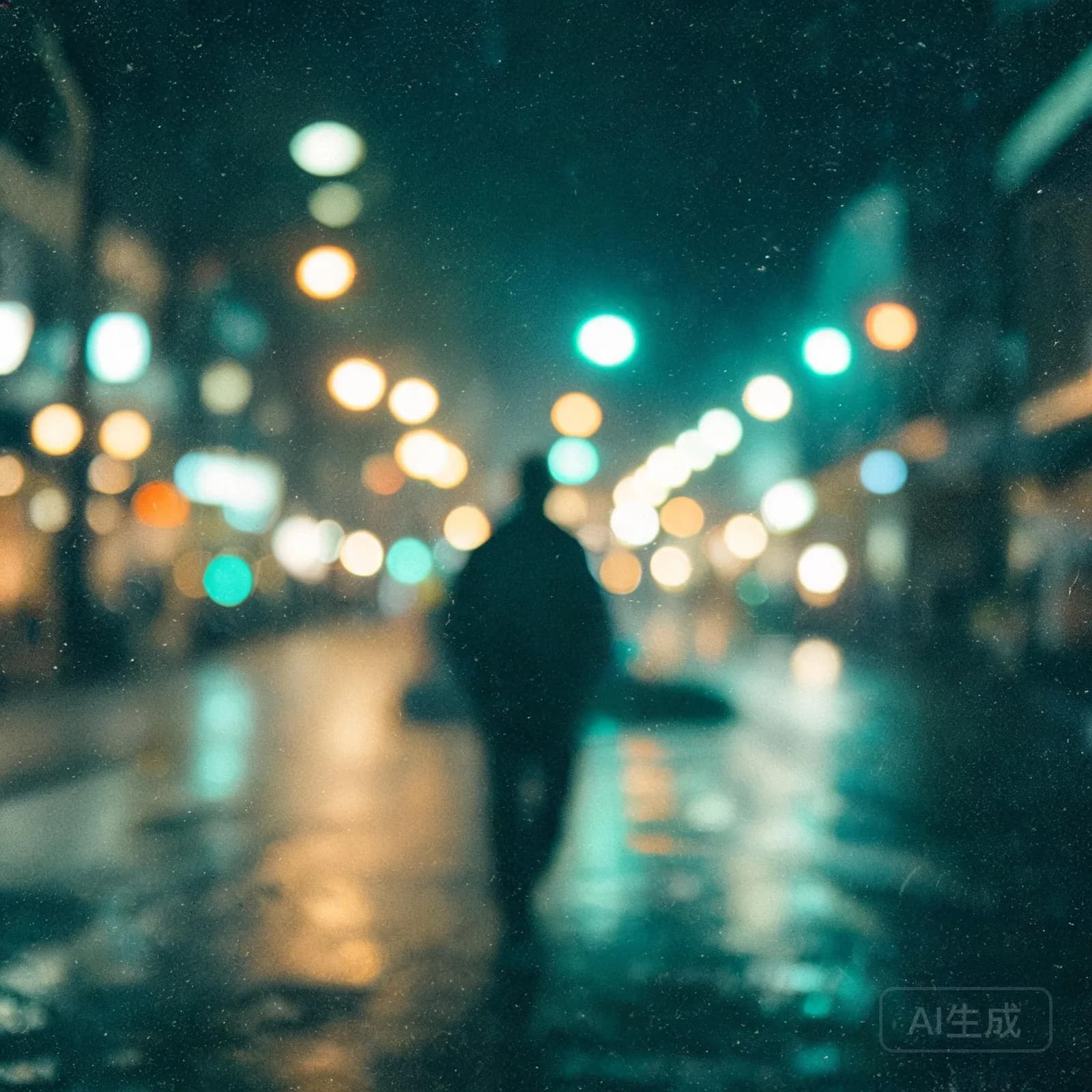 Dreamy nighttime city artwork with soft neon bokeh for Midnight Polaroids